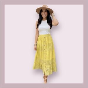 Nation AK Outfitters Mustard Tiered Eyelet Skirt